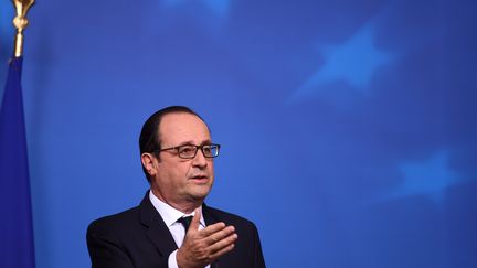 Fran&ccedil;ois Hollande, lors d'un sommet du Conseil europ&eacute;en &agrave; Bruxelles (Belgique), le 18 d&eacute;cembre 2014. (EMMANUEL DUNAND / AFP)