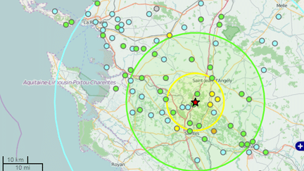 &nbsp; (Carte du seisme à Saint-Savinien (17) © Le Bureau Central Sismologique Français)