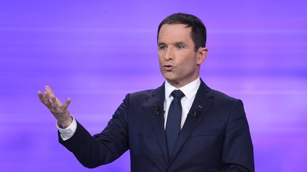 Benoît Hamon au débat de l'entre deux tours de la primaire de la gauche, à l'initiative du revenu universel, le 25 juillet 2017, à Paris. (BERTRAND GUAY / POOL)