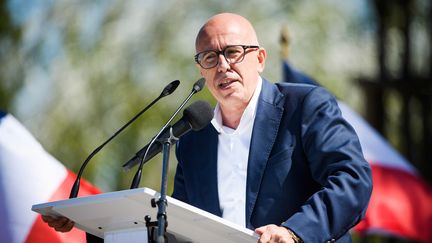 Eric Ciotti lors d'un meeting à La Ciotat, en septembre 2022. (CLEMENT MAHOUDEAU / AFP)