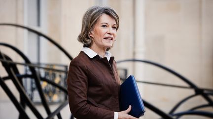 The new Minister of National Education, Anne Genetet, at the Elysée, October 1, 2024. (AMAURY CORNU / HANS LUCAS / AFP)