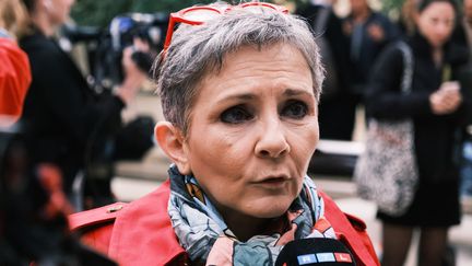 Dominique Pelicot's lawyer, Béatrice Zavarro, in Avignon (Vaucluse), September 16, 2024. (ANNA MARGUERITAT / HANS LUCAS / AFP)