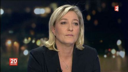 Marine Le Pen sur le plateau du journal de 20 h, le 1er mars 2012. (FTVI)