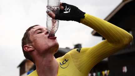 Jonas Vingegaard (Jumbo-Visma) après sa victoire sur le contre-la-montre de la 16e étape du Tour de France, le 18 juillet 2023. (ANNE-CHRISTINE POUJOULAT / AFP)