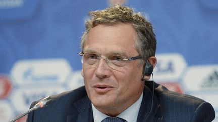 Jérôme Valcke, alors secrétaire général de la Fifa, lors d'une conférence de presse, le 24 juillet 2015, à Saint-Pétersbourg (Russie). (ALEXEI DANICHEV / RIA NOVOSTI / AFP)