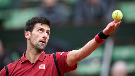 Novak Djokovic lors du quart de finale de Roland-Garros face à Tomas Berdych, à Paris, le 2 juin 2016. (ERIC FEFERBERG / AFP)