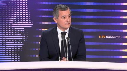 Gérald Darmanin, le ministre de l'Intérieur, était l'invité du 8h30 de franceinfo vendredi 8 décembre 2023. (FRANCE INFO / RADIOFRANCE)