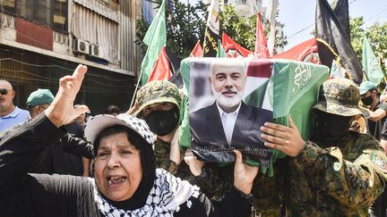 A symbolic funeral for late Hamas leader Ismail Haniyeh in Beirut, Lebanon, on August 2, 2024. (FADEL ITANI / NURPHOTO)