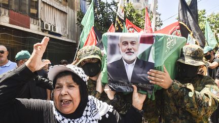 Des funérailles symboliques pour le défunt leader du Hamas Ismaïl Haniyeh à Beyrouth, au Liban, le 2 août 2024. (FADEL ITANI / NURPHOTO)