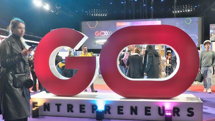 La 31e édition de GO Entrepreneurs, lieu de rencontres et d'échanges autour de projets d'entreprenariat, à Paris, le 3 avril 2024. (BRUNO LEVESQUE / MAXPPP)