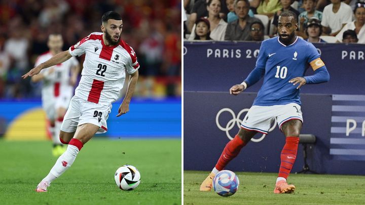 Georges Mikautadze and Alexandre Lacazette, respectively during the Euro with Georgia and with the Blues at the Olympics. (SIPA)