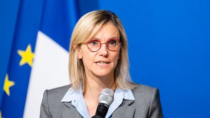 La ministre de la Transition énergétique, Agnès Pannier-Runacher, le 28 juillet 2022 à Paris.&nbsp; (XOSE BOUZAS / HANS LUCAS / AFP)