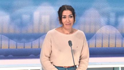 Karima Charni, ancienne candidate aujourd'hui co-animatrice de la seconde partie de soirée de "Star Academy" 11e saison, sur franceinfo, le 3 novembre 2023. (FRANCEINFO / RADIO FRANCE)