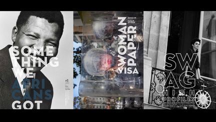 Les supports édités par l'éditrice indépendante Anna-Alix Koffi sont, entre autres, consacrés à la promotion d'artistes contemporains originaires du continent.&nbsp; (SOMETHING WE AFRICANS GOT (SIPA PRESS - B. MOUANDA)/WOMAN PAPER (NATALIE KEYSSAR)/SWAG HIGH PROFILES (PETER LINDBERGH))