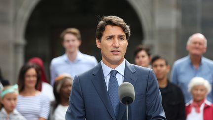 Justin Trudeau, Premier ministre canadien, lors d'une élocution à Ottawa, au Canada, le 11 septembre 2019.&nbsp; (DAVE CHAN / AFP)