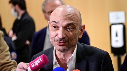 Richard Malka, l'avocat de Charlie Hebdo après l'énoncé du verdict du procès des attentats de janvier 2015, au palais de justice de Paris, mercredi 16 décembre 2020. (MARTIN BUREAU / AFP)