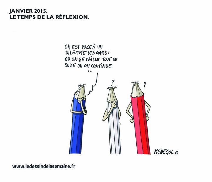 Dessin de Ménégol publié après les attentats du 7 janvier 2015 contre la rédaction de "Charlie Hebdo". (OLIVIER MENEGOL)