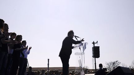 13 mars 2012, Valence (Dr&ocirc;me). Le candidat socialiste Fran&ccedil;ois Hollande en meeting. (FRED DUFOUR / AFP)