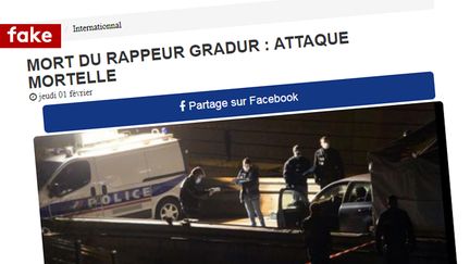 Fake : mort du rappeur Gradur (RADIO FRANCE / CAPTURE D'ECRAN)