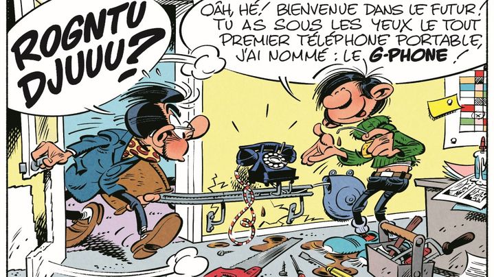 Les seuls téléphones portables sont ceux inventés par Gaston dans "Le Retour de Lagaffe". (DELAF / DUPUIS)