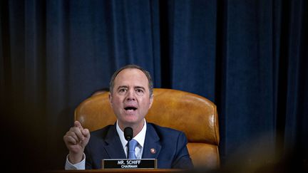 Le chef&nbsp;de la commission du Renseignement à la Chambre des représentants, Adam Schiff, le 21 novembre 2019 au Congrès américain, à Washington (Etats-Unis).&nbsp; (ANDREW HARRER / AFP)