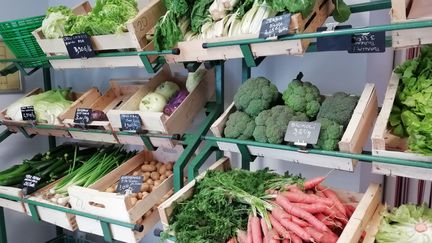 Un étal de légumes bio dans un point de vente de produits&nbsp;locaux et bio. (XEXILI FOIX / RADIO FRANCE)