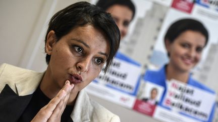 Najat Vallaud-Belkacem, candidate PS aux élections législatives, tient une conférence de presse à Villeurbanne (Rhône), le 22 mai 2017. (PHILIPPE DESMAZES / AFP)