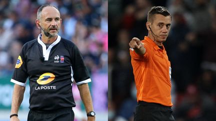 Romain Poite (à g.) est un&nbsp;arbitre international français de rugby à XV, Clément Turpin (à d.) est un arbitre international français de football.&nbsp; (JEAN CATUFFE / DPPI via AFP / Jose Breton / NurPhoto via AFP)