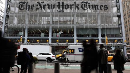 Les locaux du "New York Times", dans la ville du même nom, le 8 décembre 2022. (MICHAEL M. SANTIAGO / GETTY IMAGES NORTH AMERICA / AFP)