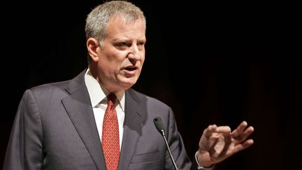 Le maire d&eacute;mocrate de New York, Bill de Blasio, le 25 juin 2015 &agrave; New York (Etats-Unis).&nbsp; (SETH WENIG / AP / SIPA)