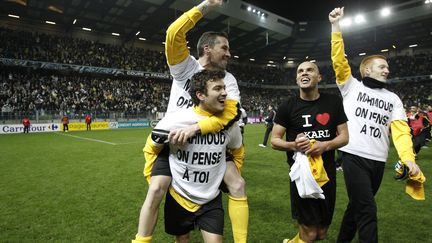 Quevilly, club de 3e division, a &eacute;limin&eacute; Marseille de la Coupe de France, en battant les Phoc&eacute;ens 3 buts &agrave; 2, le 20 mars 2012.&nbsp; (CHARLY TRIBALLEAU / AFP)