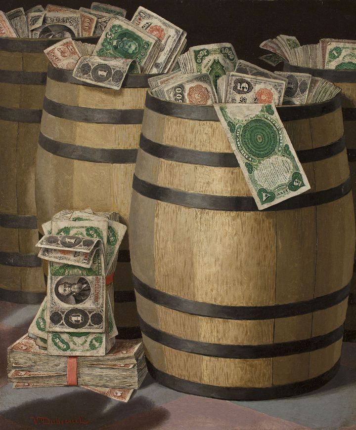 Victor Dubreuil, Barrels of Money (Barils de dollars) - New York, Godel &amp; Co. Fine Art, Inc.
 (Godel &amp; Co. Fine Art, Inc., New York / DR)