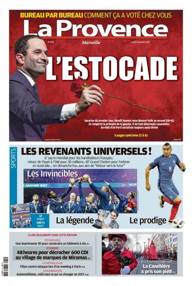 La une de "La Provence", le 30 janvier 2017. (LA PROVENCE)