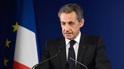 Discours de Nicolas Sarkozy à Paris, le 20 novembre 2016, après son élimination au premier tour de la primaire à droite (ÉRIC FEFERBERG / AFP)