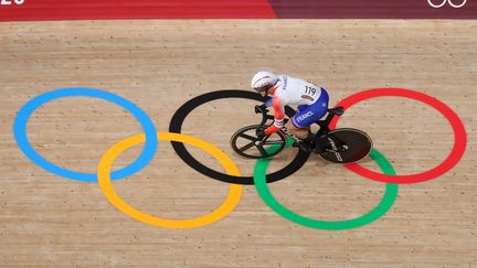 Le sprinteur français Rayan Helal, lors des Jeux olympiques de Tokyo.&nbsp; (KMSP / AFP)