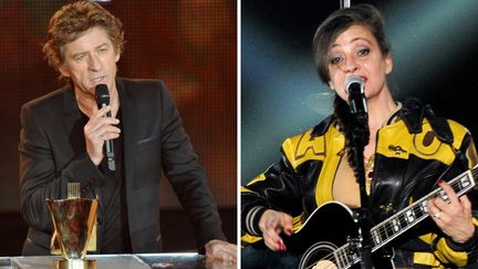 Hubert-F&eacute;lix Ti&eacute;faine et Catherine Ringer, artiste masculin et artiste f&eacute;minine de l'ann&eacute;e aux Victoires de la musique. (AFP PHOTO / MONTAGE FTVI)