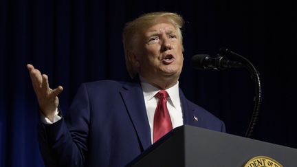 Donald Trump&nbsp;prononce un discours, le 25 octobre 2019, à&nbsp;Columbia (Caroline du Sud). (JIM WATSON / AFP)