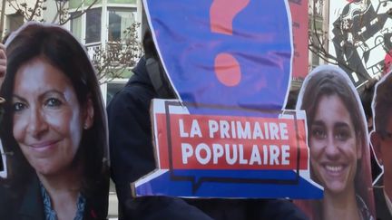 La Primaire populaire est au cœur d'une polémique. Dans une vidéo, un de ses organisateurs dit qu'il veut empêcher Yannick Jadot, Jean-Luc Mélenchon et Anne Hidalgo d'obtenir leurs 500 parrainages.&nbsp; (CAPTURE ECRAN FRANCE 2)