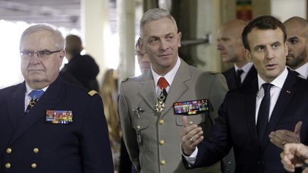 Le président de la République Emmanuel Macron lors des vœux aux armées, le 19 janvier 2018, à Toulon (Var). (CLAUDE PARIS / POOL)