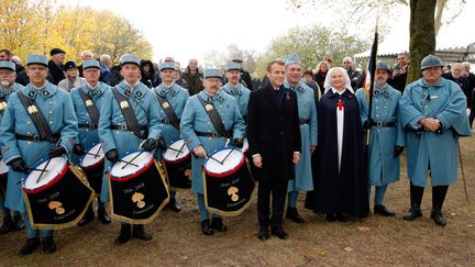 Emmanuel Macron lors d'un hommage aux poilus à Morhange (Moselle), le 5 novembre 2018. (PHILIPPE WOJAZER / AFP)