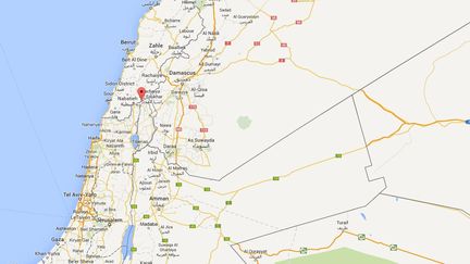 Capture d'&eacute;cran de Google Maps pointant&nbsp;le secteur contest&eacute; des fermes de Chebaa, &agrave; la fronti&egrave;re entre le Liban et Isra&euml;l, o&ugrave; une attaque du Hezbollah a tu&eacute; deux soldats isra&eacute;liens, le 28 janvier 2015. ( GOOGLE MAPS)