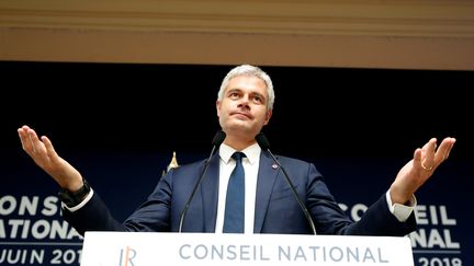 Le président des Républicains, Laurent Wauquiez, le 30 juin 2018 lors du conseil national de Menton (Alpes-Maritimes). (ERIC GAILLARD / REUTERS)