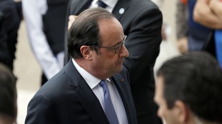 François Hollande à Saint-Etienne-du-Rouvray (Seine-Maritime), mardi 26 juillet 2016.&nbsp; (CHARLY TRIBALLEAU / AFP)