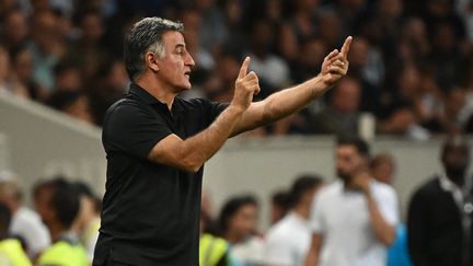 Christophe Galtier lors du match de Ligue 1 entre le PSG et Toulouse, le 31 août 2022. (LIONEL BONAVENTURE / AFP)