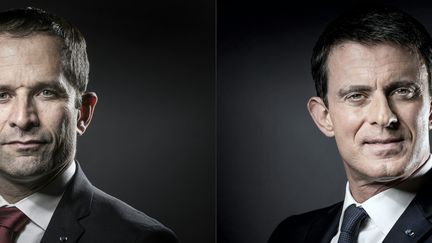 Benoît Hamon et Manuel Valls, finalistes de la primaire de la gauche. (JOEL SAGET / AFP)