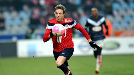 Nolan Roux en février dernier face à Bordeaux lors d'un match spectaculaire remporté par les Girondins (4-5). (STEPHANE MORTAGNE / MAXPPP)