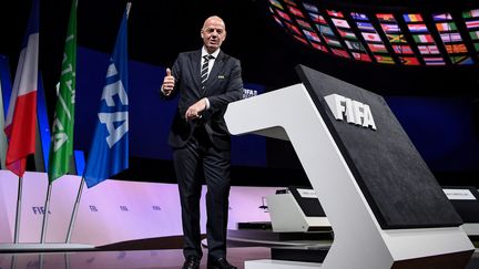 Le président de la FIFA Gianni Infantino lors du congrès de l'instance mondiale, à Paris, le 5 juin 2019. (FRANCK FIFE / AFP)