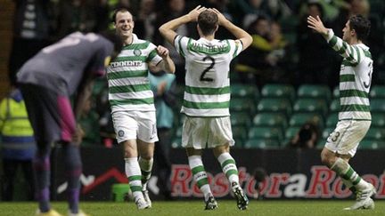 La joie du Celtic Glasgow contre Rennes en Ligue Europa (GRAHAM STUART / AFP)