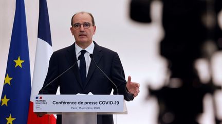 Le Premier ministre, Jean Castex, en conférence de presse, le 15 octobre 2020. (LUDOVIC MARIN / AFP)