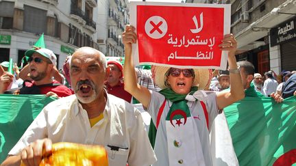 "Non à la pérennité du régime", dit cette pancarte brandie par un manifestant du Hirak à Alger le 26 juillet 2019. (- / AFP)